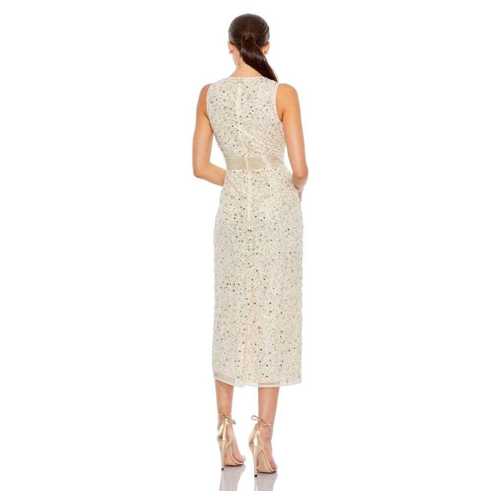 NWT Mac Duggal Geometric Embellished Sleeveless A-Line Dress - Picture 3 of 5